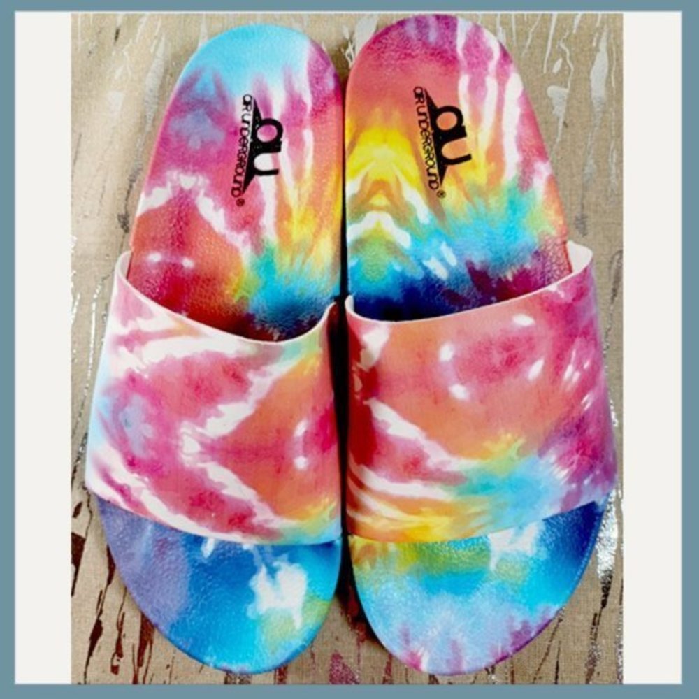 🌈 Air Underground Tie Dye Slides – Women’s Size 8 | Bright Colorful Sandal - Picture 8 of 8